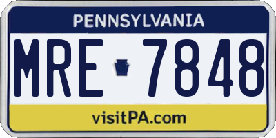 PA license plate MRE7848