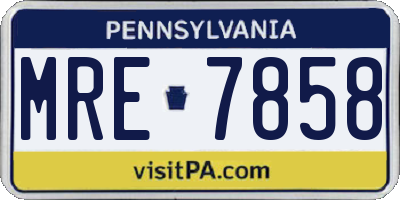 PA license plate MRE7858