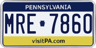 PA license plate MRE7860