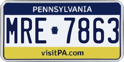 PA license plate MRE7863
