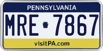 PA license plate MRE7867