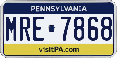 PA license plate MRE7868