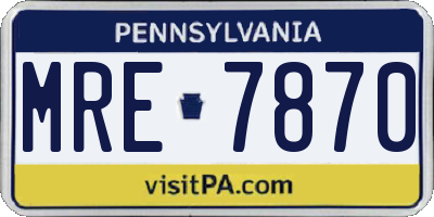 PA license plate MRE7870