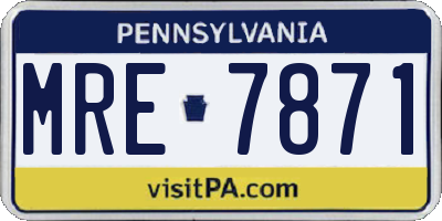 PA license plate MRE7871