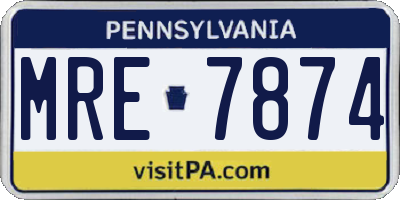 PA license plate MRE7874
