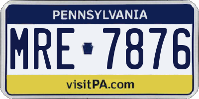 PA license plate MRE7876