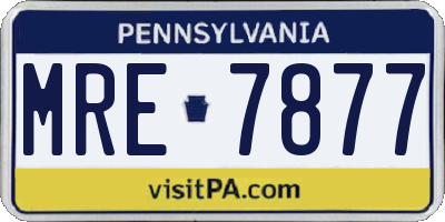 PA license plate MRE7877