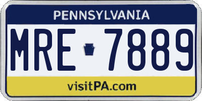 PA license plate MRE7889