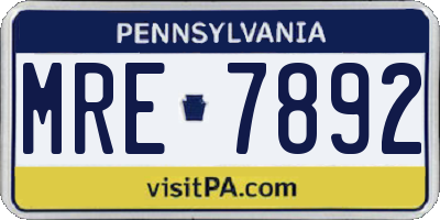 PA license plate MRE7892