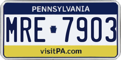 PA license plate MRE7903