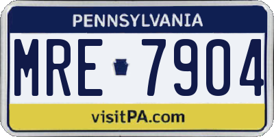 PA license plate MRE7904