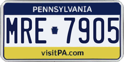 PA license plate MRE7905