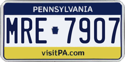 PA license plate MRE7907