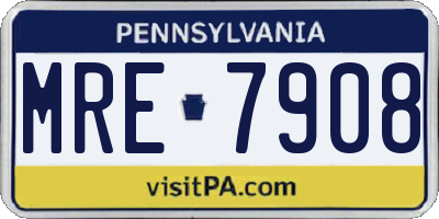 PA license plate MRE7908