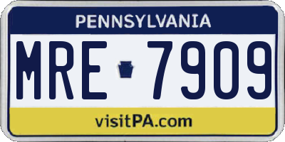 PA license plate MRE7909