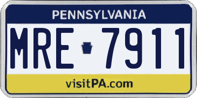 PA license plate MRE7911