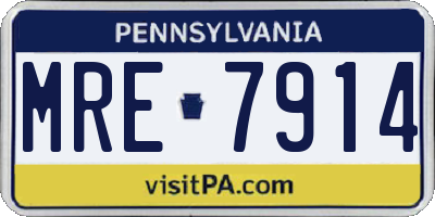 PA license plate MRE7914