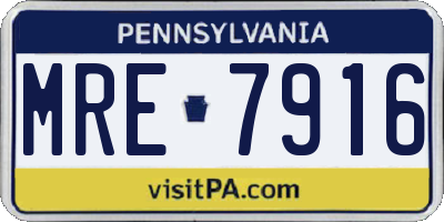 PA license plate MRE7916