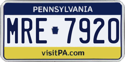 PA license plate MRE7920