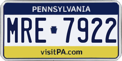 PA license plate MRE7922