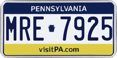 PA license plate MRE7925