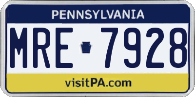 PA license plate MRE7928