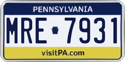 PA license plate MRE7931