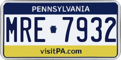 PA license plate MRE7932