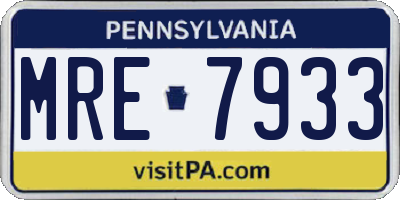 PA license plate MRE7933