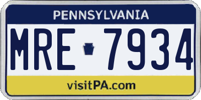 PA license plate MRE7934