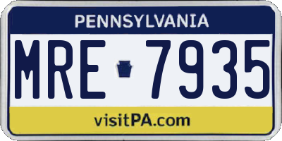 PA license plate MRE7935
