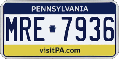 PA license plate MRE7936