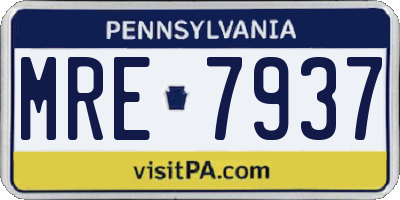 PA license plate MRE7937
