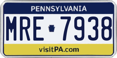PA license plate MRE7938