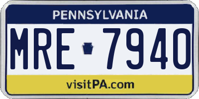 PA license plate MRE7940