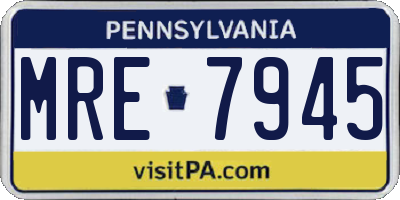 PA license plate MRE7945