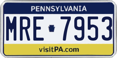 PA license plate MRE7953