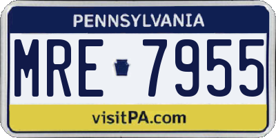 PA license plate MRE7955
