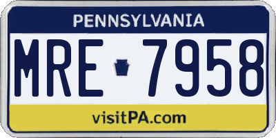 PA license plate MRE7958