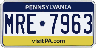 PA license plate MRE7963