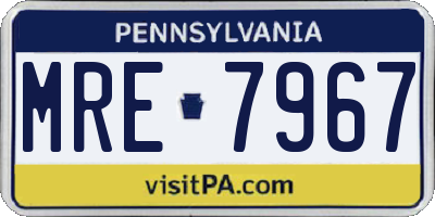 PA license plate MRE7967