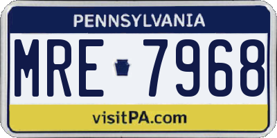 PA license plate MRE7968