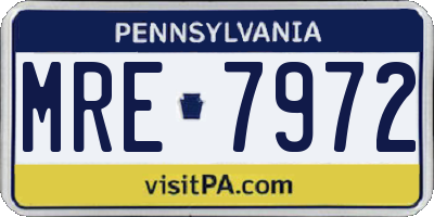 PA license plate MRE7972