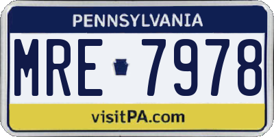 PA license plate MRE7978