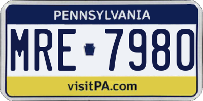 PA license plate MRE7980
