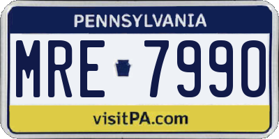 PA license plate MRE7990