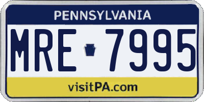 PA license plate MRE7995