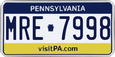 PA license plate MRE7998