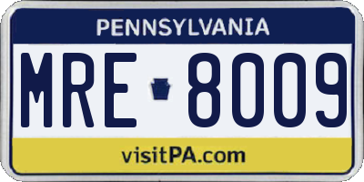 PA license plate MRE8009