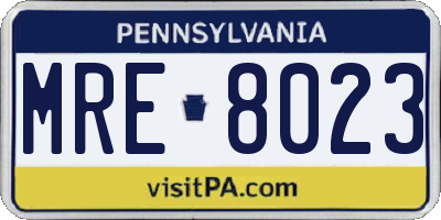 PA license plate MRE8023